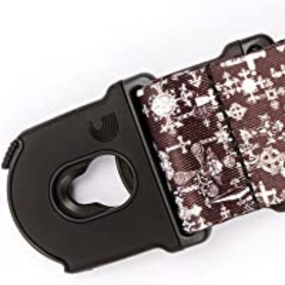 NEW D'Addario Planet Lock Woven Locking Guitar Strap Black White Gothic Crosses - Picture 3 of 6